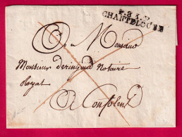 MARQUE P81P CHANTELOUBE HAUTE VIENNE BELLE TAXE 3 DECIMES AU DOS INDICE 16 POUR CONFOLENS LETTRE - 1801-1848: Précurseurs XIX