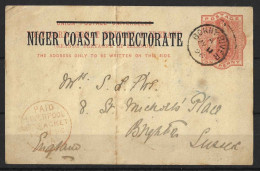 NIGER COAST  PROTECTORATE.....QUEEN VICTORIA...(1837-01.)...STATIONARY ENVERLOPE OVERPRINT IN BLACK.... FOLDED... - Nigeria (...-1960)