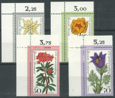 Bund 1975 Wohlfahrt: Alpenblumen 867/70 Ecke 1 Oben Links Postfrisch (E598) - Ongebruikt