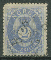 Norwegen 1872/75 Posthorn A. Schraffiertem Grund 2 Sk., 17 A Gestempelt, Fehler - Oblitérés