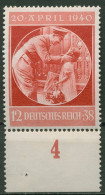 Deutsches Reich 1940 51. Geburtstag Von Hitler Unterrand 744 UR Postfrisch - Unused Stamps