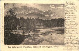 Der Badersee Mit Waxenstein Riffelwand Und Zugspitze - Berchtesgaden