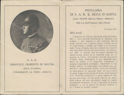 An808 Cartolina Militare Doppia Proclama Del Duca D'aosta Alla Terza Armata - Regimente