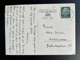 GERMANY 1938 POSTCARD WURZBURG TO MELLRICHSTADT 15-08-1938 DUITSLAND DEUTSCHLAND LEIPZIGER MESSE - Tarjetas