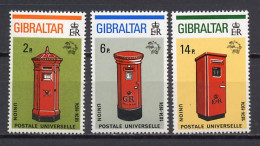 Gibraltar 1974 UPU Centenary, Pillar Boxes Set Of 3 MNH - U.P.U.