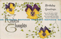 R151606 Birthday Greetings. Kindest Thoughts. Flowers. National - Monde