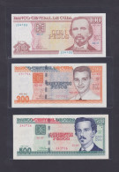 CUBA 100/200/500 PESOS 2023/23/22 UNC/AU/AU REMPLAZO REPLACEMENT LOTE DE 3 BILLETES - Cuba