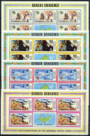 Grenada - Grenadines 1974 UPU Centenary, Space, Trains, Aviation, Zeppelin, Ships Set Of 4 Sheetlets MNH - U.P.U.