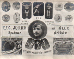 4V5Hyr  Carte Photo Montage Surréalisme Jullien Spotman Dit Allo Artiste Cyclist Monocyclist Comédian 1902 - Altri & Non Classificati