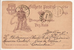 1950 PORTUGAL BILHETE POSTAL LISBOA COIMBRA - Postal Stationery