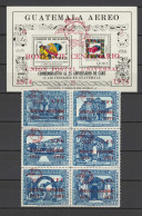 Guatemala 1974 UPU Centenary Block Of 6 + S/s With Red Overprint MNH -scarce- - U.P.U.