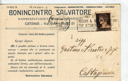 1952 CATANIA BONINCONTRO TARGHETTA - Marcophilia