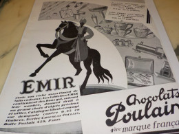 ANCIENNE PUBLICITE EMIR CHOCOLAT POULAIN PARIS  1929 - Advertising