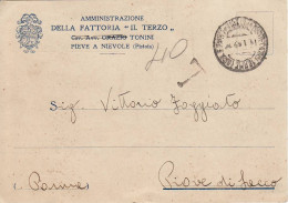 1967 PISTOIA PIEVE A NIEVOLE AMMINISTRAZIONE FATTORIA IL TERZO TONINI X PIOVE DI SACCO - 1946-60: Poststempel