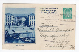 1938. KINGDOM OF YUGOSLAVIA,CROATIA,SPLITILLUSTRATED STATIONERY CARD,USED TO BELGRADE - Postal Stationery