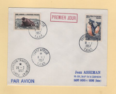 TAAF - Terre Adelie - 8-1-1957 - Par Avion Destination France - Premier Jour - Cartas & Documentos