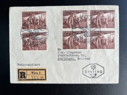 AUSTRIA 1955 REGISTERED LETTER VIENNA WIEN TO HARLINGEN 29-06-1955 OOSTENRIJK OSTERREICH EINSCHREIBEN - Brieven En Documenten