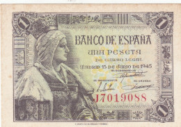 CRBS1277 BILLETE ESPAÑA 1 PESETA 1945 SIN CIRCULAR - Andere & Zonder Classificatie