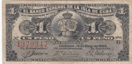 CRBS1290 BILLETE ESPAÑA ISLA DE CUBA 1 PESO 1896 MBC - Otros – América