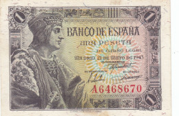 CRBS1280 BILLETE ESPAÑA 1 PESETA 1943 EBC+ - Otros & Sin Clasificación