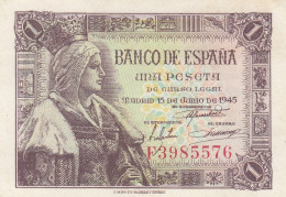 CRBS1276 BILLETE ESPAÑA 1 PESETA 1945 S/C-  - Other & Unclassified