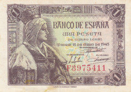 CRBS1274 BILLETE ESPAÑA 1 PESETA 1945 MBC - Otros & Sin Clasificación