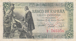 CRBS1256 BILLETE ESPAÑA 5 PESETAS 1945 MBC  - Andere & Zonder Classificatie