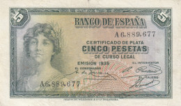 CRBS1249 BILLETE ESPAÑA 5 PESETAS 1935 MBC - Other & Unclassified