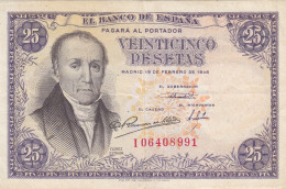 CRBS1245 BILLETE ESPAÑA 25 PESETAS 1946 MBC - Andere & Zonder Classificatie