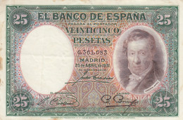 CRBS1240 BILLETE ESPAÑA 25 PESETAS 1931  MBC - Andere & Zonder Classificatie