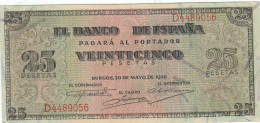 CRBS1234 BILLETE ESPAÑA 25 PESETAS 1938 EBC - Autres & Non Classés