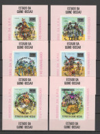 Guinea - Bissau 1976 UPU Centenary, Masks Set Of 6 S/s With Black Overprint Imperf. MNH -scarce- - U.P.U.