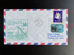 UNITED NATIONS NEW YORK 1975 FIRST FLIGHT COVER NEW YORK TO BARBADOS 01-11-1975 - Brieven En Documenten