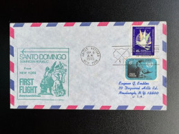 UNITED NATIONS NEW YORK 1975 FIRST FLIGHT COVER NEW YORK TO SANTO DOMINGO 08-09-1975 - Cartas & Documentos