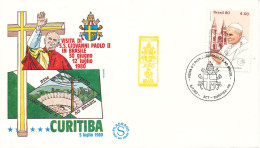 Brazil Cover POPE Johannes Paul II Visit Brazil Curitiba 5-7-1980 With Cachet - Cartas & Documentos