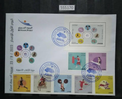 555170; Syria; 2023; FDC Of Asian Games 23/9/2023 ; 6 Stamps With Block; FDC** - Syria