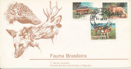 Brazil FDC Brazilian Fauna Set Of 3 With Cachet - FDC