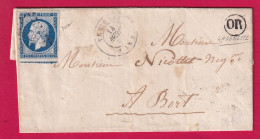 N°14 PC 3412 TREIGNAC CORREZE OR LAGENESTE POUR BORT LETTRE - 1849-1876: Periodo Clásico