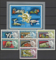 Hungary 1974 UPU Centenary, Space, Trains, Aviation Etc. Set Of 7 + S/s Imperf. MNH -scarce- - U.P.U.