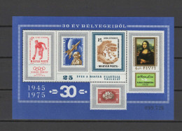Hungary 1975 UPU Centenary, Space, Olympic Games, Paintings Da Vinci S/s Blue MNH - U.P.U.