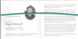 Paul Dewulf-Werbrouck, Hooglede 1922, 2013. Foto - Obituary Notices