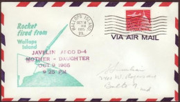 US Space Cover 1965. Rocket Javelin Argo D-4 Launch. Wallops Island - USA