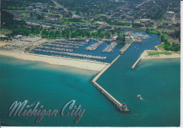 Michigan City   Indiana US Lake Michigan Aerial View  Large Marina Phare Boats River Raised Bridge CM 2 Sc - Otros & Sin Clasificación