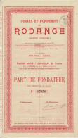 - Titre De 1899 - Usines Et Fonderies Rodange - - Industrie