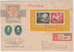 2/1 Deutschland Einschreiben Umschlag DDR  -  30/8 1950  MI#262/265 + MI#271/272 - FDC - RECO Leipzig C1 -  DEBRIA 1950 - Briefe U. Dokumente