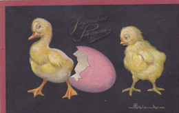 Cpa - Illustrateur - E. Colombo -peu Courante- Joyeuses Paques - Poussins - Colombo, E.