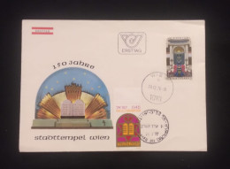C) 1977. AUSTRIA. FDC. 150 YEARS OF THE CITY OF VIENNA TEMPLE. DOUBLE STAMP. XF - Andere & Zonder Classificatie