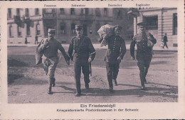 Schweiz, Ein Friedensidyll, Kriegsinternierte Postordonanzen In Der Schweiz, Les Facteur De 4 Pays (1945) - Guerre 1914-18