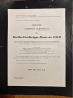 Madame Alphonse Versteylen Nee Berthe Du Fourr *1868 Turnhout +1951 Turnhout Croix Rouge De Belgique Dierckx De Casterle - Todesanzeige