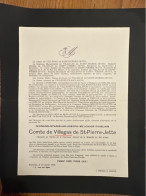 Fernand Comte De Villegas De St.-Pierre Jette *1872 Bruxelles +1926 Brussel De Villeneuve Esclapon D’Anselme D’Allard - Obituary Notices